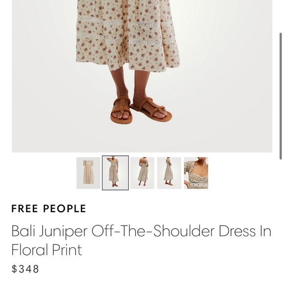 🆕 Free People Juniper Bali Floral Dress Ditsy Floral Neutral Ivory Size 10 - Picture 5 of 8